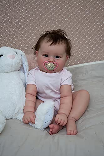 MineeQu 20 Pulgada Cabello enraizado Sonrisa Realista Reborn Baby Doll Fabricada en Vinilo de Silicona de Cuerpo Completo Anatómicamente Correcto Recién Nacido Niña Muñecas Juguete de baño para niñas
