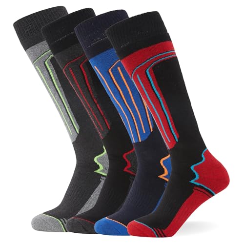 FM London Calcetines térmicos de esquí (paquete de 4), Knee - High Socks para Unisex, Surtido Multicolor, 39-46, Surtido Multicolor, 39-46