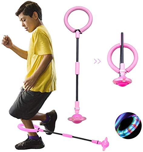 Skip It Ball, juguete plegable Skip It Tobillo Skipit con mochila, colorido Flash Skip It Juguete para fitness (rosa)