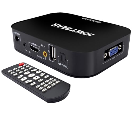 Reproductor multimedia HD 1080, soporta unidades de disco duro externo de 2TB, disco U, lector de tarjetas SD/MMC, conectores de HDMI ,VGA y AV