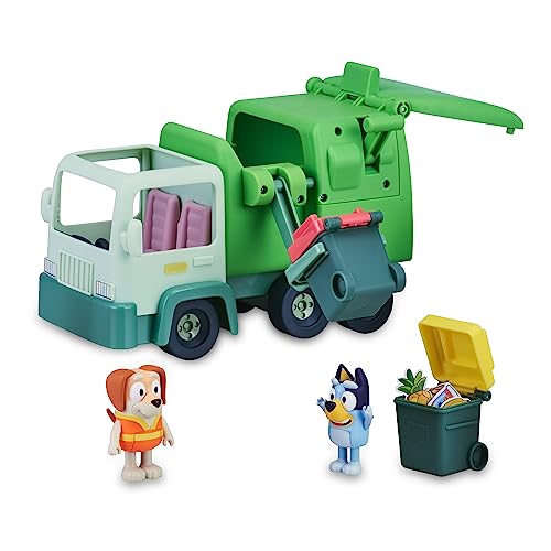Bluey - Camión de Basura, camión de Juguete de la Serie de Dibujos, Figura del Perrito y Accesorios, Juego Educativo sobre Reciclaje, para niños y niñas Desde 3 años, Famosa (BLY44010)