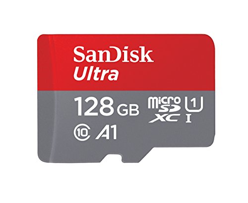 SanDisk Tarjeta de memoria Ultra microSDXC de 128 GB+adaptador SD. Velocidad de lectura de hasta 120 MB/S, aprobación Clase 10, U1, A1, 128 GB,1 Unidad ( Paquete de 1)
