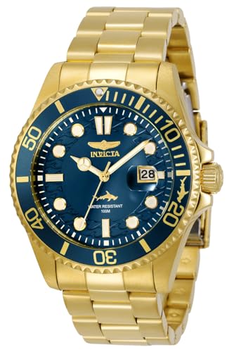 Invicta Pro Diver, Reloj de cuarzo para hombre de acero inoxidable, 43 mm, Oro / Azul