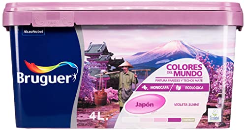 Bruguer Colores del Mundo, Pintura acrilica para paredes monocapa Japón Violeta Suave 4 L