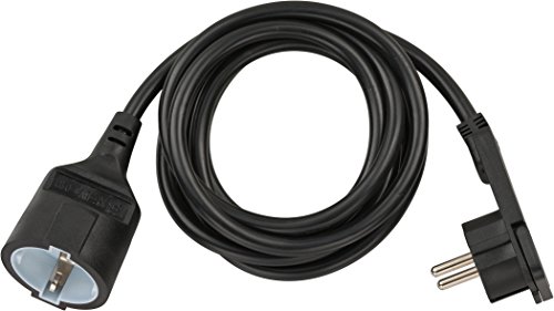 Brennenstuhl cable alargador de 2 m con enchufe plano (alargador eléctrico, enchufe plano, para interiores) negro