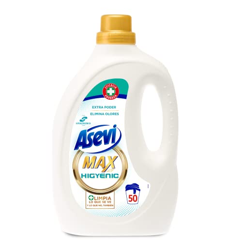 Asevi - Detergente Asevi Max Higyenic - Detergente Lavadora Líquido - Detergente Concentrado - Elimina las Manchas y los malos Olores - 50 lavados