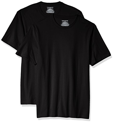 Amazon Essentials Camiseta de Cuello a la Caja de Manga Corta y Ajuste Entallado Hombre, Pack de 2, Negro, S