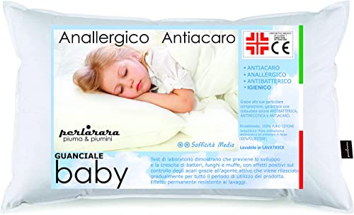 PERLARARA - Almohada para Niños 2 Años, Transpirable y Antialérgica - para Bebés de 1-2 - 3 año (40 x 60 cm)