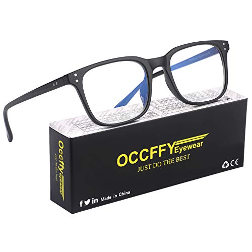 Occffy Gafas para Ordenador Anti luz Azul Antifatiga Sin Graduacion Gafas Luz Azul para PC, Gaming, Tablet, Lectura, Video Juegos Lentes Transparente Hombre Mujer Oc092