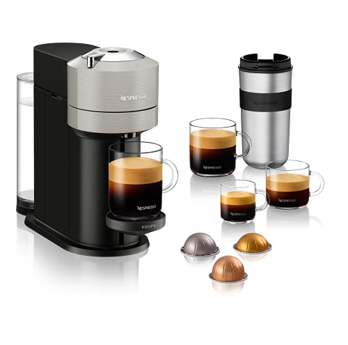 Krups Nespresso VERTUO Next XN910B - Cafetera de cápsulas, máquina de café expreso de Krups, café diferentes tamaños, 5 tamaños tazas, tecnología Centrifusion, calentamiento 30s, Wifi, Bluetooth, Gris
