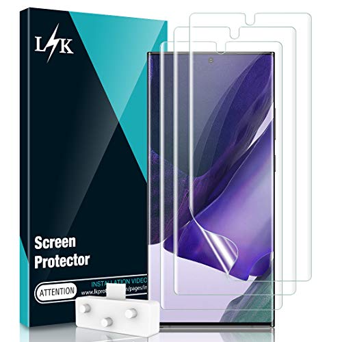 LϟK 3 Pack Protector de Pantalla para Samsung Galaxy Note 20 Ultra 5G / 4G 6.9 Pulgada - Sin Burbujas HD Película de TPU Transparente Sin Bordes Levantados Posicionador Fácil de Instalar
