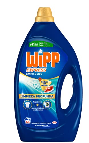 Wipp Express Detergente Líquido Limpio y Liso para lavadora (55 lavados), para una limpieza profunda