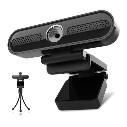 VIZOLINK W4DS Webcam 4k con Micrófonos, Cámara Web Full HD con 78°Gran Angular, Coque Fijo, Tapa de Privacidad y Trípode, para Conferencia, Videollamada, Transmisión en Vivo y Aprendizaje