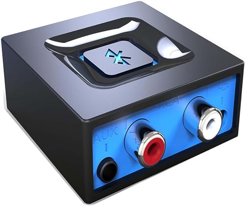 esinkin Receptor de Audio Inalámbrico, Adaptador Bluetooth para PC/Mac/Smartphone/Tablet/Receptores AV/Coche, Salidas 3.5 mm y RCA para Altavoces, Boton de Encendido/Apagado