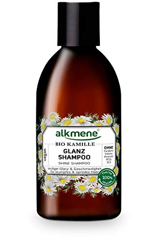 alkmene Champú brillo intenso con manzanilla orgánica - champu para cabello opaco y quebradizo - vegano sin silicona, parabenos y SLS y SLES (1x 250 ml)