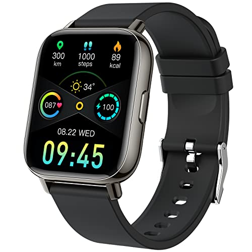 Smartwatch, 1.69'' Reloj Inteligente Hombre Mujer 24 Modos Deportes Pulsera Actividad Impermeable IP68 con Pulsómetro, Motast Monitor de Sueño Podómetro Caloría Notificación de Mensajes, Android iOS