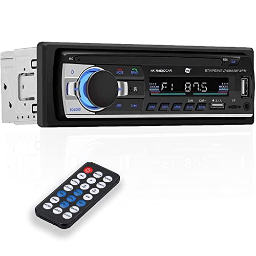 NK Auto Radio Coche - 1 DIN - 4x40W - Bluetooth 5.0, Función AUX, Reproductor MP3 y x2 USB, FM Sonido Estéreo, Llamadas Manos Libres, Mando para Control Remoto, Pantalla LCD, iOS & Android (eMark)