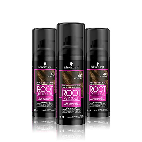 Schwarzkopf Root Retoucher - Spray retoca raíces - Coloración del Cabello Castaño Oscuro (pack de 3) – Hasta 40 aplicaciones – Disimula el efecto raíz