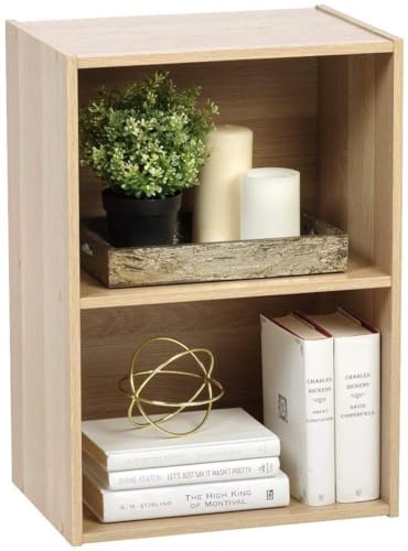Iris Ohyama, Mueble de madera con estantes / librería / mueble auxiliar / estantes de almacenamiento básicos, Modular, Diseño, Oficina, Casa - Basic Storage Shelf - CX-2 - Marrón claro