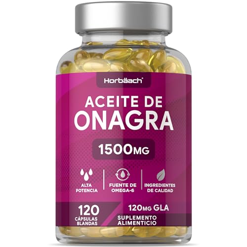 Aceite de Onagra Capsulas 1500 mg | Bienestar Femenino de Alta Resistencia | Evening Primrose Oil con Omega 6 y GLA | 120 Comprimidos | by Horbaach