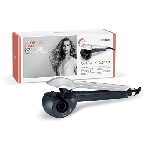 BaByliss Curl Secret Optimum C1600E Rizador de pelo automático, todo tipo de rizos y ondas, más fácil y rápido, resultados duraderos, recubrimiento cerámico, gris plata