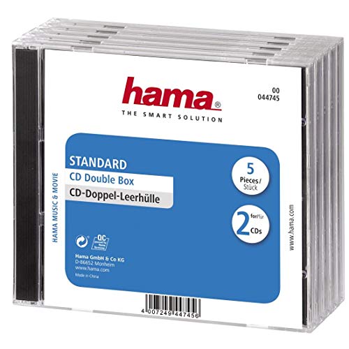 Hama - CD Double Jewel Case Standard, Pack 5, Transparente