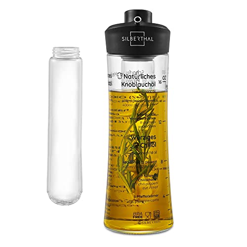 SILBERTHAL Aceitera antigoteo | Aceitera Cristal rellenable 500ml | Aceitera aromatizadora Vidrio | Aceitero Especias