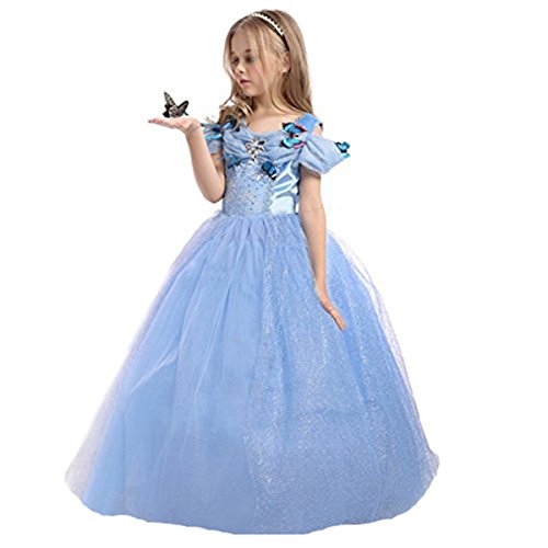 ELSA & ANNA® Princesa Disfraz Traje Parte Las Niñas Vestido (Girls Princess Fancy Dress) ES-FBA-CNDR5 (5-6 Años, ES-CNDR5)
