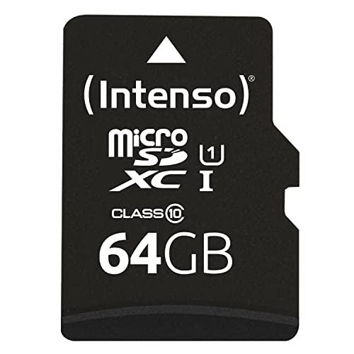 Intenso premium microsdxc memory card (adaptador sd incluido), class 10 uhs-i, 64 gb, negro.