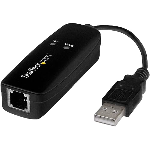 StarTech.com Fax Módem USB 2.0 Externo de 56K V.92 Basado en Hardware - Con Velocidades de Transferencia de Hasta 56Kbps (datos) 14,4Kbps(Fax) - Dongle para Ordenador, Portátil, CMS, POS (USB56KEMH2)