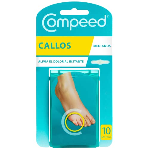 Compeed® Callos Protección - Medianos, 10 Apósitos Hidrocoloides - Tratamiento de pies para la eliminación Natural del Callo, Tamaño del apósito 1,7 x 6,0 centímetros