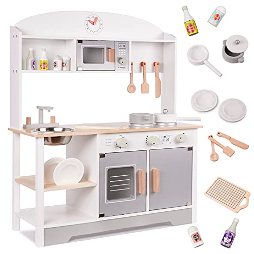 SILUK Cocina de juguete unisex de madera, con horno (modelo 4)