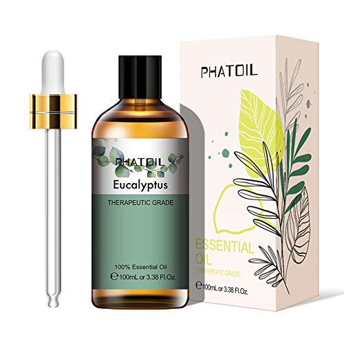 PHATOIL Aceites Esenciale de Eucalipto 100 ml, 100% Naturales Puros, Aceite Esencial de Aromaterapia de Grado Terapéutico, Aceite Esenciales para Humidificador, Difusor, Regalos Perfectos