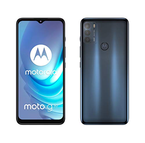 Motorola Moto g50 (Pantalla de 6.5' Max Vision HD+, Qualcomm® Snapdragon™ 480 2.0 GHz octa-core, cámara triple de 48MP, batería de 5000 mAH, Dual SIM, 4/128GB, Android 11), Gris [Versión ES/PT]