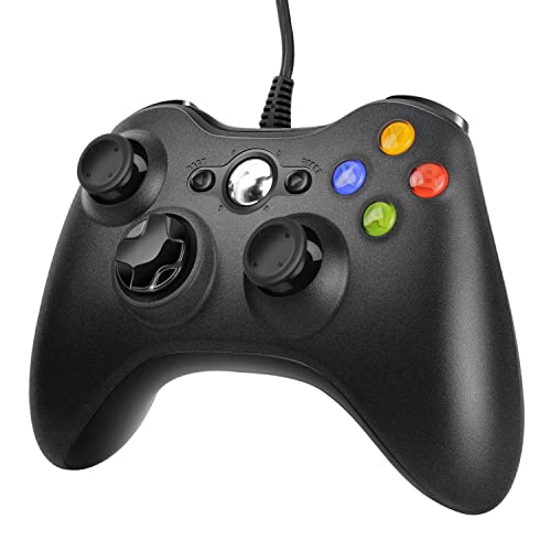Diswoe Mando para Xbox 360, Mando PC con Vibración, USB Wired Gamepad de Controlador para Xbox 360/Xbox 360 Slim/PC (Windows 7/8/8.1/10/XP/Vista)