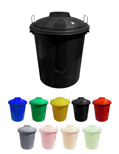 Jardin202 - Cubo Basura de plástico con Tapadera | Cubo almacenaje y reciclar (21 litros, Negro)