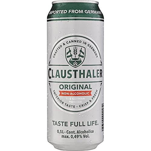 CLAUSTHALER Cerveza rubia sin alcohol original alemana lata 50 cl