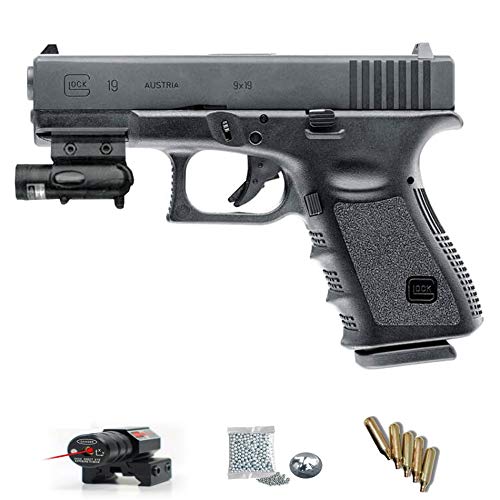 Glock 19 (Umarex - Pack Pistola de Aire comprimido (CO2) y balines de Acero (perdigones BBS) Calibre 4.5mm. Réplica Arma de precisión