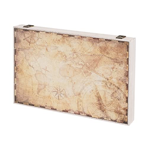 LOLAhome Tapa contador luz o cuadro eléctrico de mapa antiguo de madera MDF marrón de 46x6x32 cm