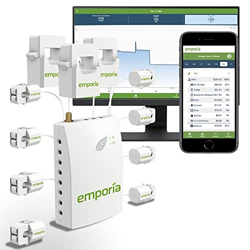 Monitor de energía para el hogar inteligente de 2 o 3 fases, monitor de electricidad en tiempo real, medidor | Medida solar/neta (monitor con 8 sensores de 50 A)