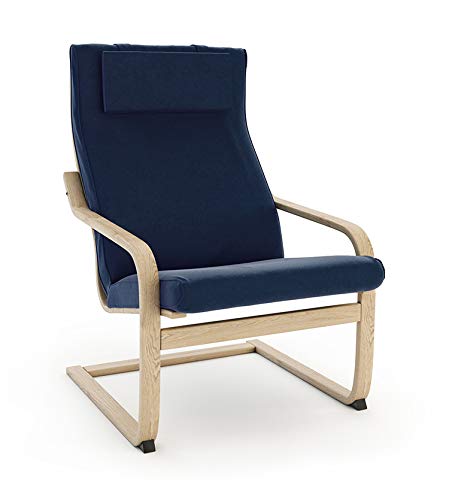VINYLLA Funda de repuesto para sillón Ikea Poang (diseño de cojín 2, terciopelo - azul)