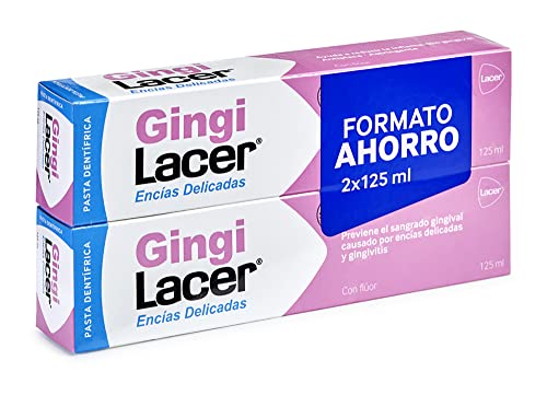 GINGILACER - Duplo 125 ml, Pasta de Dientes con Flúor, Reduce el Sangrado de Gingival, Protege las Encías, Reduce la Formación de Placa Dental, Tonificante