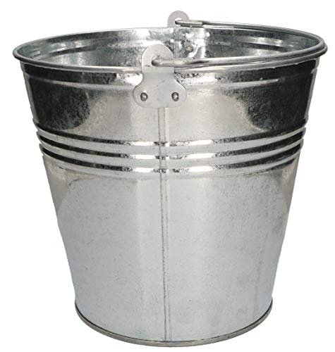 KOTARBAU® Cubo de zinc galvanizado resistente de 12 l, con asa cómoda, para jardín, construcción, residuos, cocina, mortero, herramientas