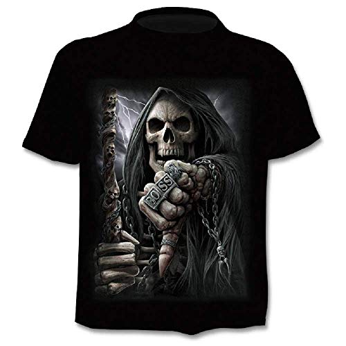 Camiseta Hombre Calavera - gótico - Manga Corta - Divertido - Camisa - Metal - Biker - niño - Rock - Punk - Oscuro - Jefe - Hijos de la anarquía - Halloween - Negro - Talla s Sons of Anarchy Metal