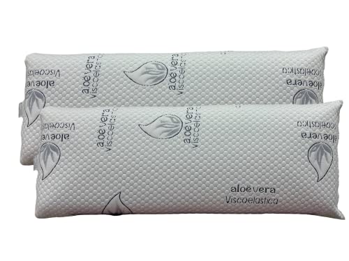 Dormio - Pack de 2 unidades, almohada viscoelástica con adaptabilidad al cuello, tejido Aloe Vera, termorregulable, 70 cm, blanco