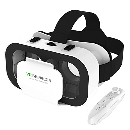 Gafas 3D de Realidad Virtual, Gafas VR, con Mando a Distancia Bluetooth, Compatibles iOS Android 4.7-6.5 Pulgadas para Samsung Note 10+/S20/S22/S23, iPhone X/12/13