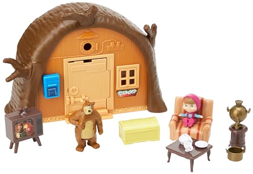 Playset Casa del Oso de Masha y el Oso con 2 figuras y accesorios (Simba 9301632)