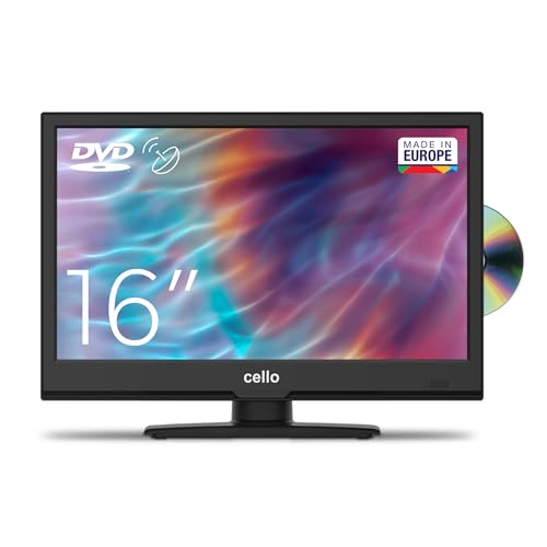 Cello C1620FS Televisor LED Full HD de 16 «(15.6' - 39.5 cm en diagonal) con reproductor de DVD incorporado DVBT2 S2 Triple sintonizador nuevo modelo 2021, negro