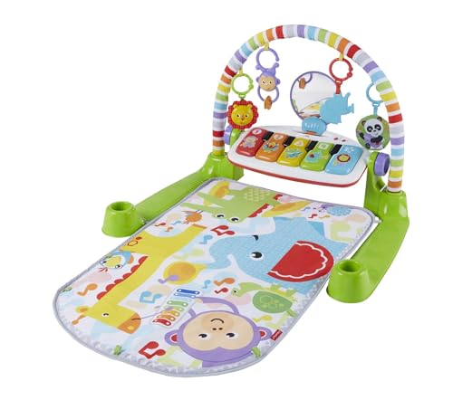 Fisher-Price Gimnasio-piano pataditas aprendizaje Alfombra con accesorios, luces y sonidos, juguete para bebés recién nacidos, versión español (GXC37)