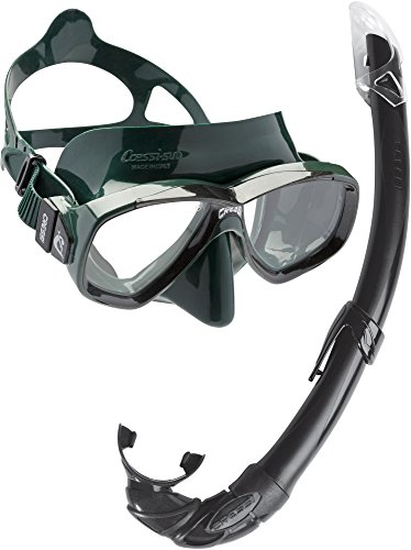Cressi Combo Set Perla Conjunto Combinado de máscara de Buceo y Snorkel, Mar de perlas, Unisex-Adulto, Verde/Negro, Talla Única